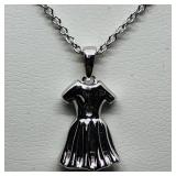 Silver Diamond Dress Shaped Necklace SJC