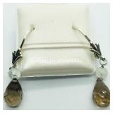 Silver Smokey Quartz Lever Back Earrings SJC