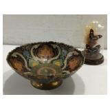 Vintage Brass Enameled Bowl & More K15B