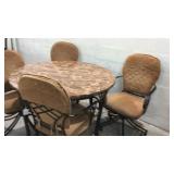 Granite Topped Table w 4 Rolling Chairs M17A