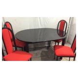 Black Modern Table w Leaf & 4 Chairs M10A/9A