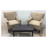 2 Upholstered Chairs and Coffee Table M