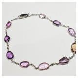 14K White Gold Muti Color Sapphire Bracelet SJC 14K White Gold Muti Color Sapphire Bracelet SJC