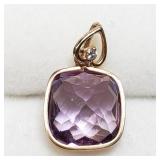 14K Yellow Gold Amethyst/Diamond Pendant SJC 14K Yellow Gold Amethyst/Diamond Pendant SJC