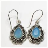 Sterling Silver Chalcedony Dangle Earrings SjC Sterling Silver Chalcedony Dangle Earrings SjC