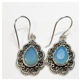 Sterling Silver Chalcedony Dangle Earrings SjC