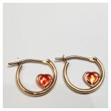 10K Yellow Gold Hoop Heart Earrings SJC