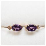 10K Yellow Gold Amethyst Diamond Earrings SJC