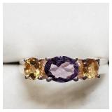 Sterling Silver Amethyst & Citrine Ring SJC