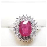 Gorgeous Sterling Silver Enhanced Ruby Ring