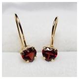 14K Yellow Gold Genuine Garnet Earrings SJC