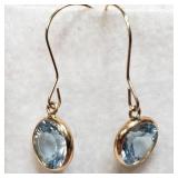 14K Yellow Gold Aquamarine Hook Earrings SJC 14K Yellow Gold Aquamarine Hook Earrings SJC