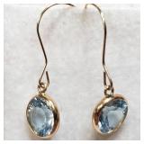 14K Yellow Gold Aquamarine Hook Earrings SJC