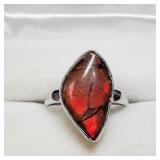 Sterling Silver Canadian Ammolite Ring (~Size 8)