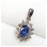 14K White Gold Blue Sapphire/Diamond Pendant SJC 14K White Gold Blue Sapphire/Diamond Pendant SJC