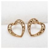18K Yellow Gold Heart Shape Stud Earrings SJC 18K Yellow Gold Heart Shape Stud Earrings SJC