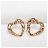 18K Yellow Gold Heart Shape Stud Earrings SJC