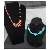 Genuine turquoise & Salmon Gemstone Necklaces SJC Genuine turquoise & Salmon Gemstone Necklaces SJC