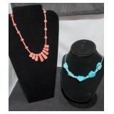 Genuine turquoise & Salmon Gemstone Necklaces SJC