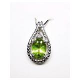 Sterling Silver Peridot Necklace Pendant SJC