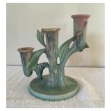 Roseville Pottery Moss Triple Candle Holder U16H Roseville Pottery Moss Triple Candle Holder U16H