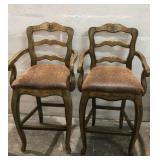 2 Bar Chairs w/ Textured Upholstery Q10B