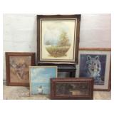 5 Framed Prints of Animals M15F 5 Framed Prints of Animals M15F