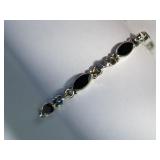 Silver Smoky Quartz Marquise Cut Bracelet SJC