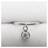 Silver Solitaire Dangle Cz Fashion Ring SJC