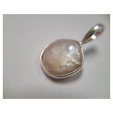 Sterling Silver Mother of Pearl Necklace PendantJC