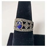 Sterling Silver Lapis Tribalism Ring SJC