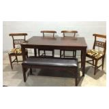 Rectangular Dining Table w Bench & 4 Chairs K9B