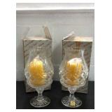 Two Bleikristal Hurricane Candlesticks M16E
