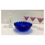 Cobalt Bowl, Martini Glasses & Candleholders K7E