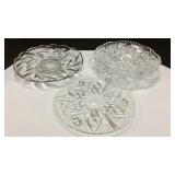 Three  13" Vintage Cut Glass Platters/Bowls K8C