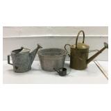 Galvanized Tub and 3 Watering Can M7D
