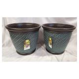 NEW 18-in Herringbone Round Planter - 2pk T10D