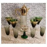 Vintage Italian Pitcher and Green glassware U9C