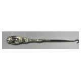 Antique Sterling Boot / Shoe Button Hook JC