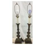 Pair of Brushed Brass Lamps Y6C