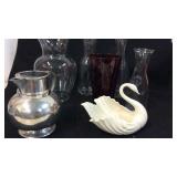 Assortment of Vases, Pitcher and Swan K10D