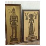 2 Tall Wooden Framed Art Pieces Y13B