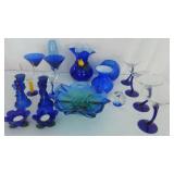 Large Lot of Blue Glass Collectibles U5A