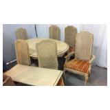 Dining Table w/ Leaf & Cane Back Chairs Z14A