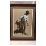 Signed Cowboy Art Print w/ Frame Q13C