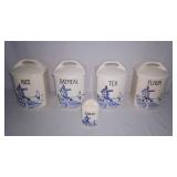 5 Vtg. Yvonne Czechoslovakia Canisters w/Lids U7A