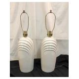 Pair of White Deco Style Ceramic Lamps K7C
