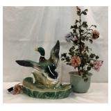 Mid Century Mallard Lamp and Jade Tree K8A