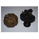 Cast Iron Rooster & Pumpkin Door Stops