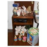 Easter Decor & Cabinet ~ Bunnies, VCR & Etc.